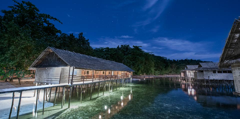 Diving In raja ampat and see Papua Paradise resort at nigh view